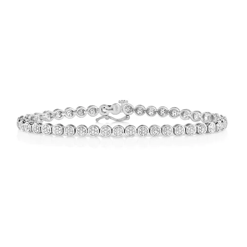 9ct White Gold Diamond Tennis Bracelet 1.00ct